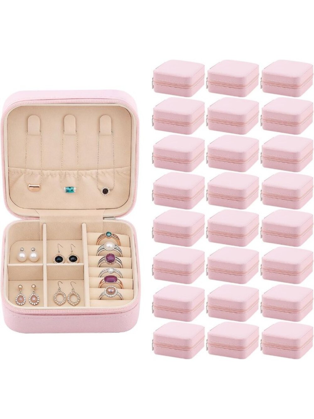 24 Pcs Portable Travel Jewelry Case - Exquisite Organizer for Rings, Earrings